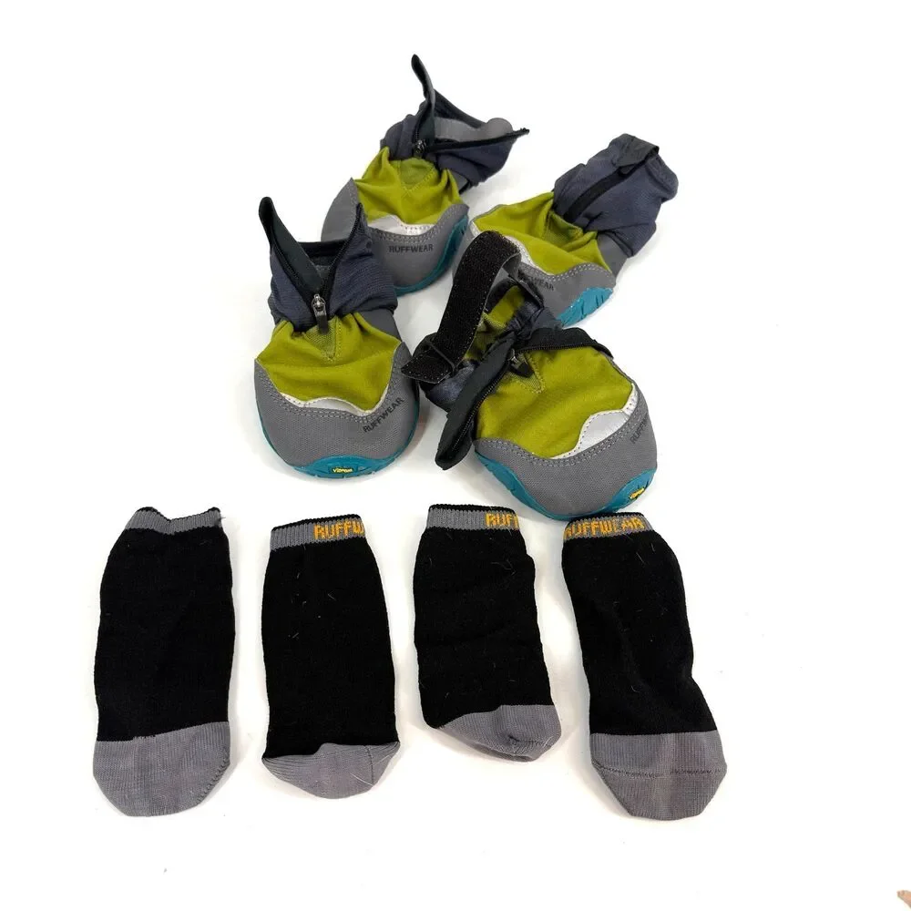 Ruffwear Polar Trex Waterproof Winter Dog Boots Socks Black Blue 3 in